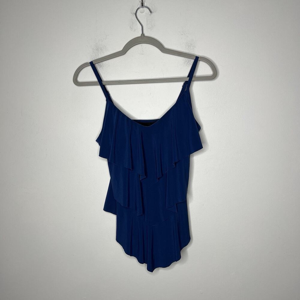 Magicsuit Swimsuit Top Womens 8 Blue Tiered Slimming Ruffle